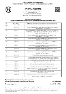 Приложение к сертификату СТ РК ISO 9001-2016